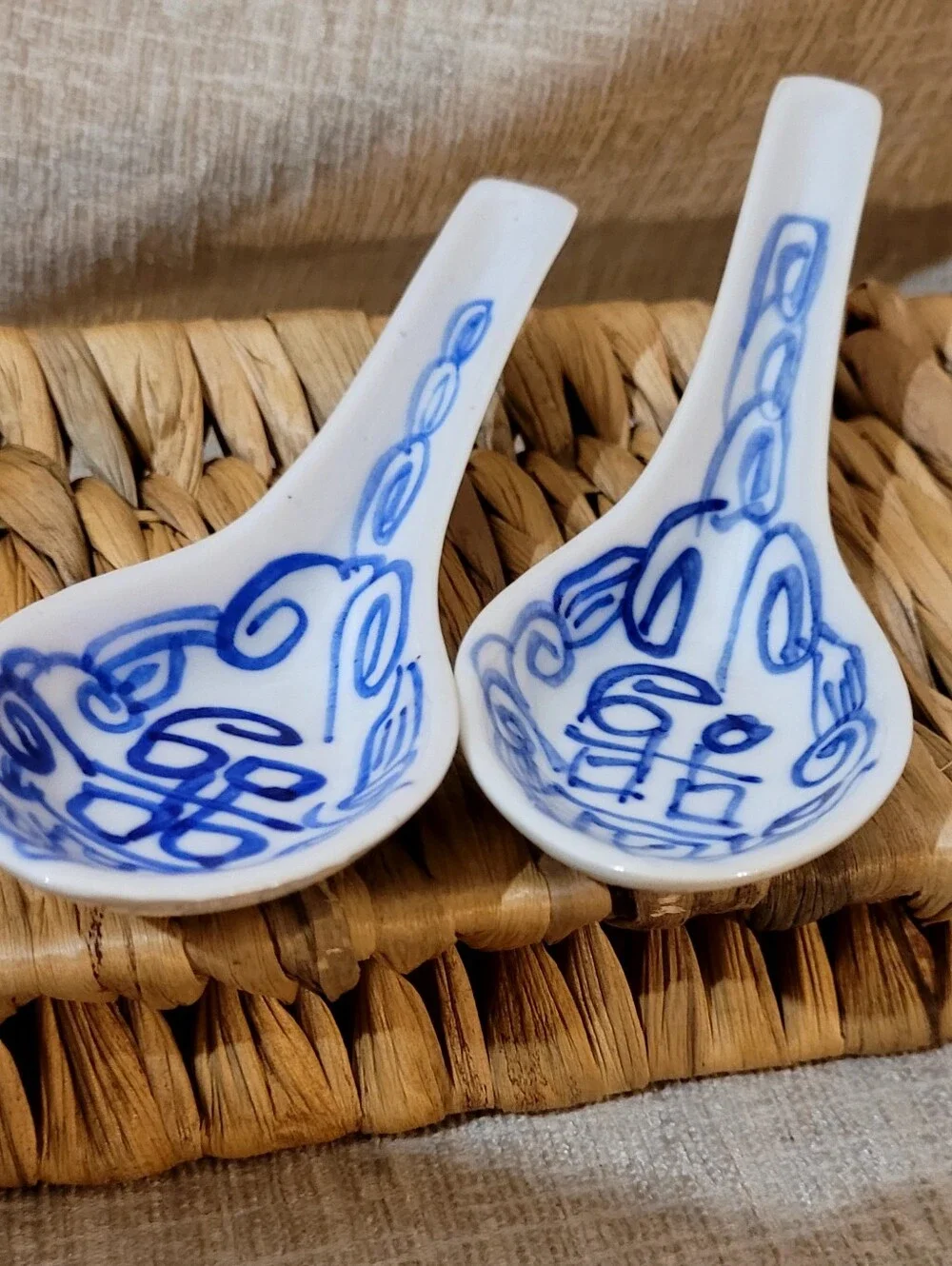 Blue and White Ceramic Soup Spoon Set - Home Dining